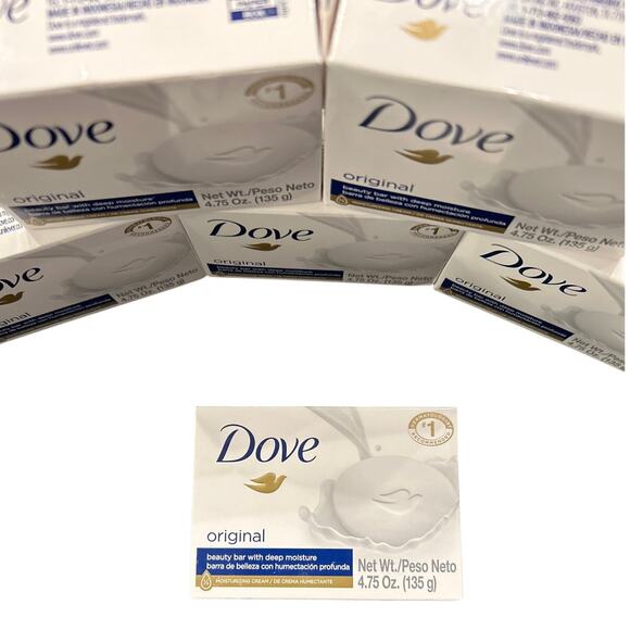 Dove Original Bar Soap Beauty Bar With 1/4 Moisturizing Cream 4.75 Oz NEW x 6 - Picture 5 of 5